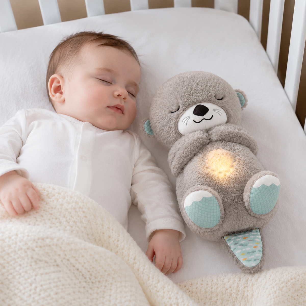 Nutria Peluche Apego Respira Bebé — luz calmante